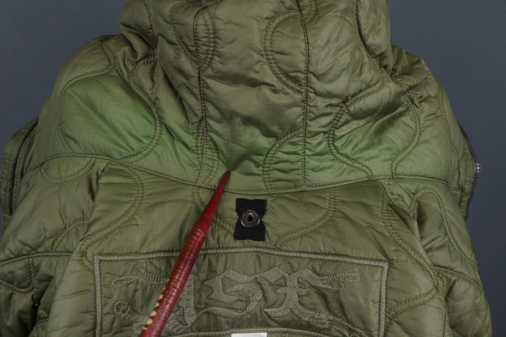 JET SET Green Nylon Long Sleeve Full Zip Snap Button Cuff Quilted Jacket – Size 2