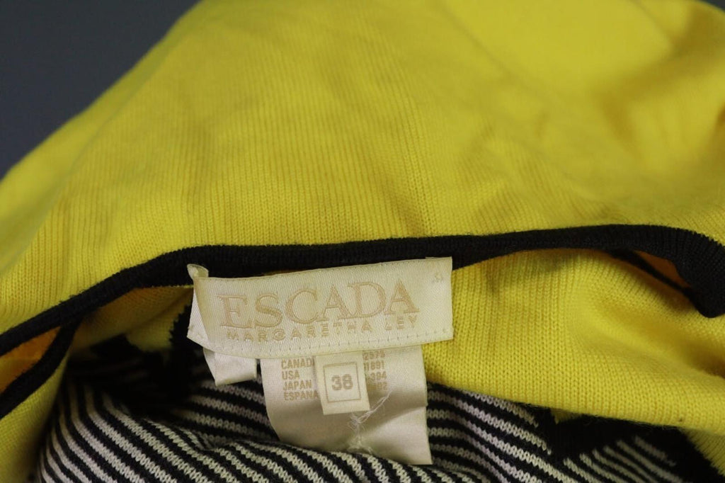 ESCADA Yellow Wool Long Sleeve A-Line Geometric Shift Midi Dress – Size 38