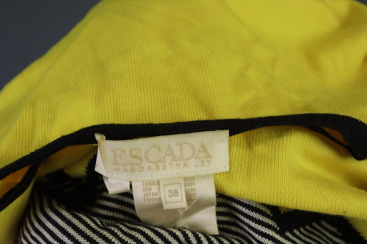 ESCADA Yellow Wool Long Sleeve A-Line Geometric Shift Midi Dress – Size 38