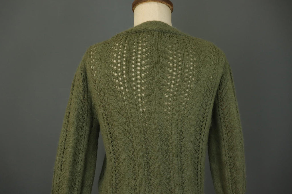 LA MAILLE SEZANE Green Open Knit Raglan Sleeve Button Front Cardigan – Size S