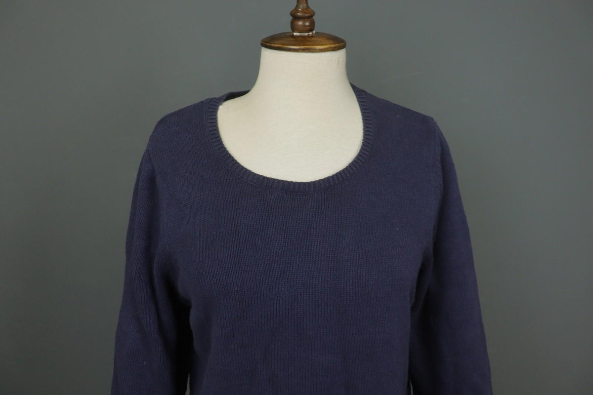 GUDRUN SJODEN Blue Cotton Knitted Long Sleeve Round Neck Pullover Sweater – Size M