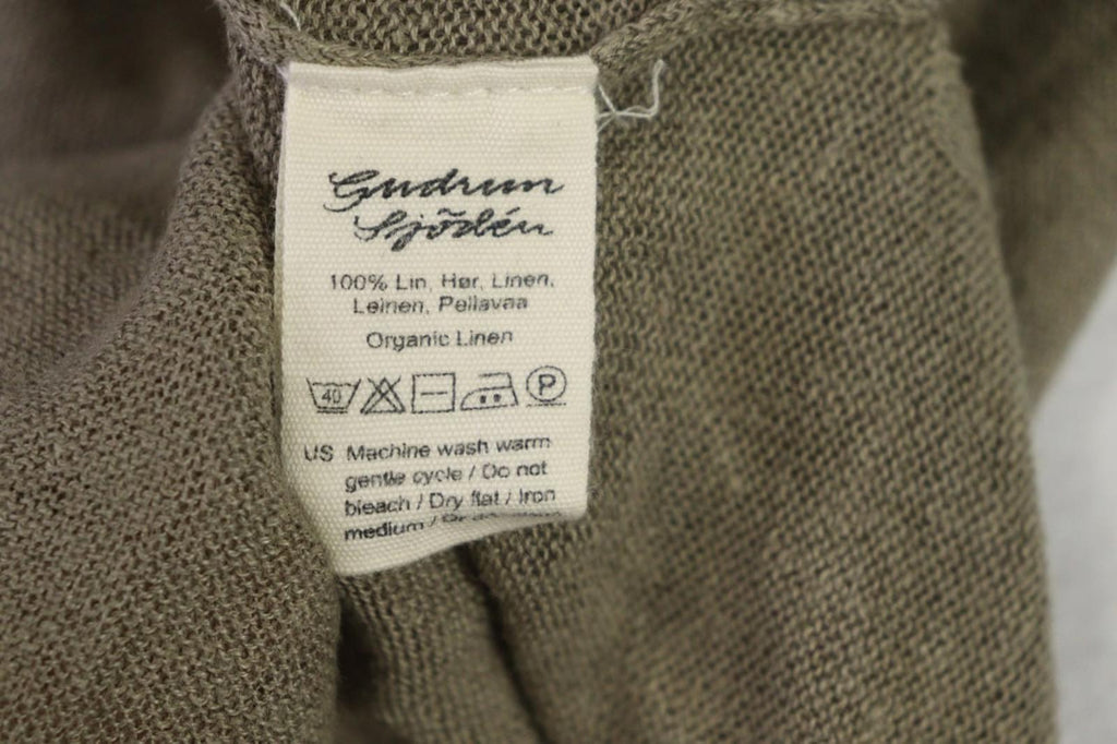 GUDRUN SJODEN Brown Linen Knit Crew Neck Raglan Sleeve Pullover Sweater – Size S