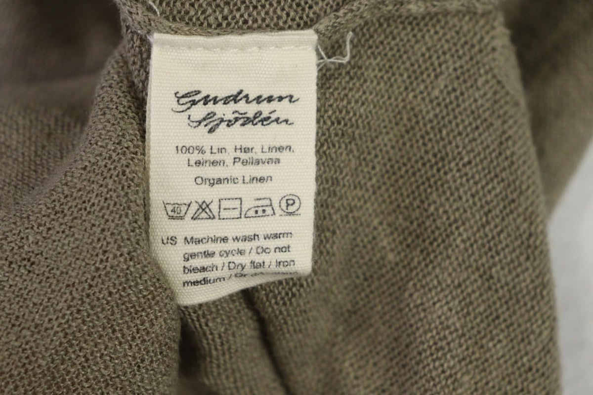 GUDRUN SJODEN Brown Linen Knit Crew Neck Raglan Sleeve Pullover Sweater – Size S