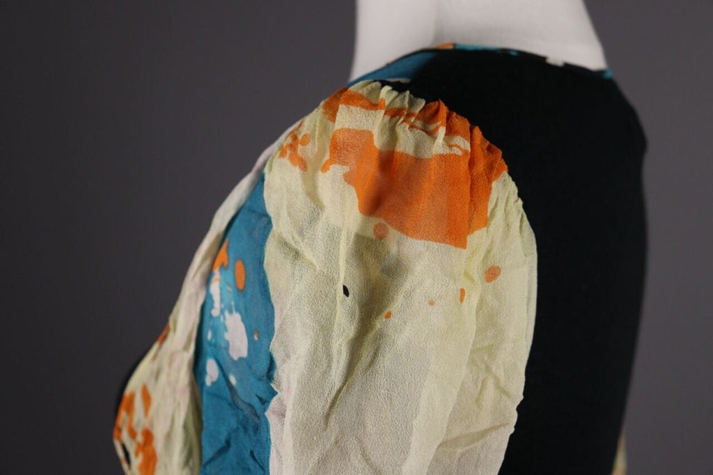 CUSTO BARCELONA Multicolor Abstract Silk Lagenlook Long Sleeve Top Shirt – Size 2