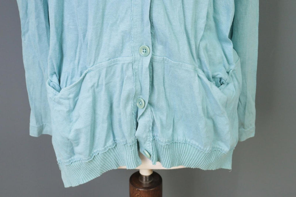 OSKA Blue Regular Fit V-Neck Raglan Sleeve Button Front Cardigan Sweater – Size 4
