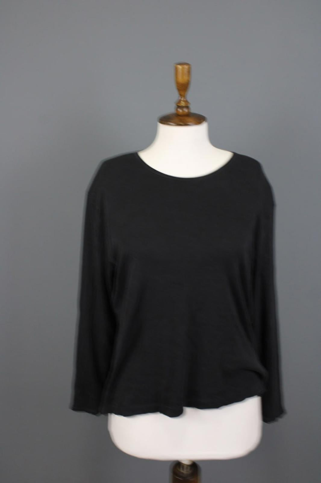 OSKA Black Stretch Round Neck Casual Long Sleeve Pullover Blouse Top – Size 5