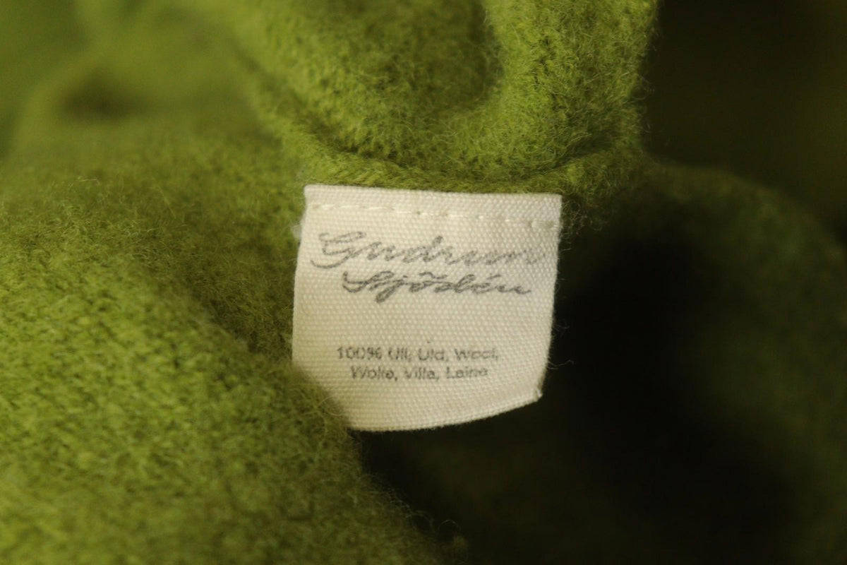 GUDRUN SJODEN Green 100% Wool Tight Knitted Crew Neck Pullover Sweater – Size L