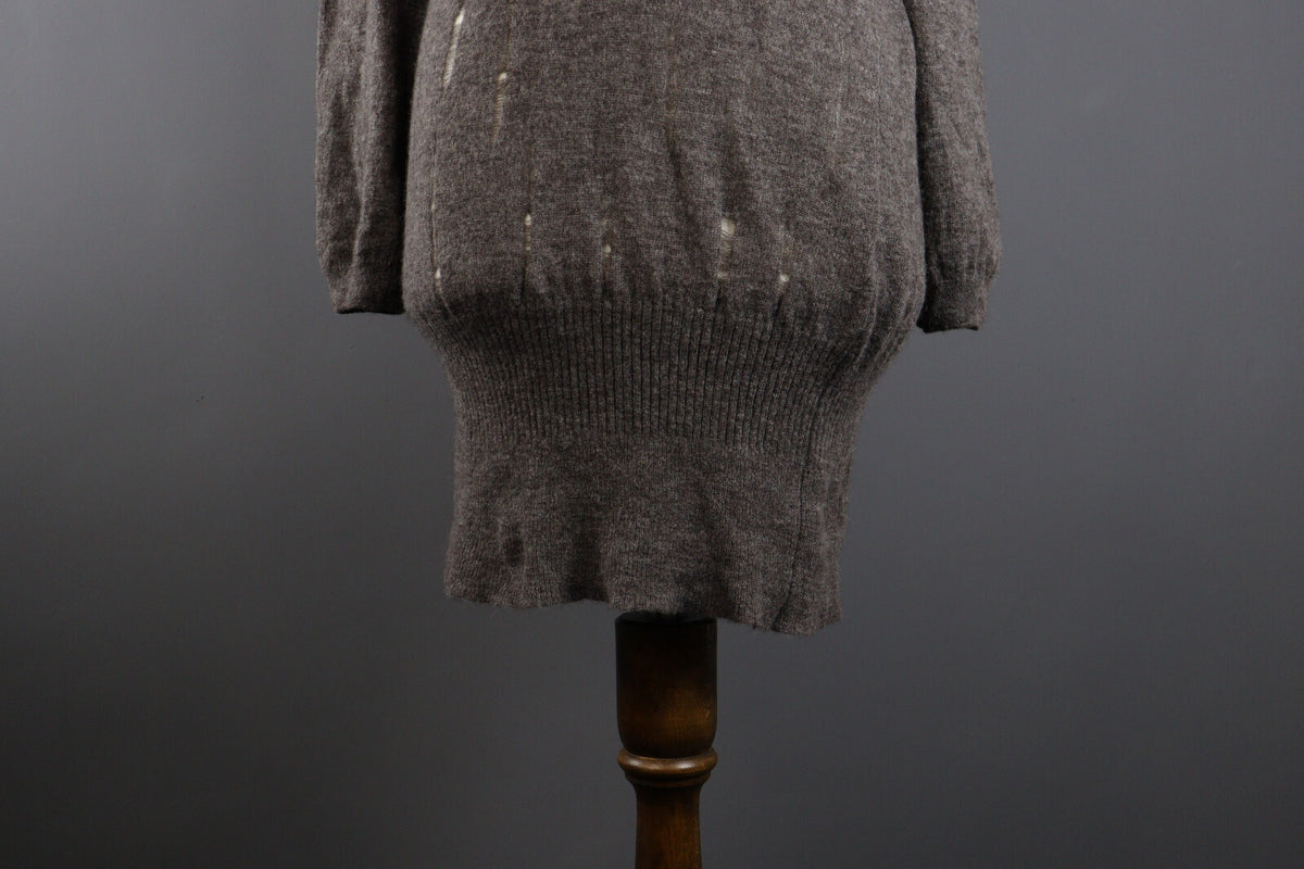 Manila Grace Denim Alpaca Wool Long Sleeve Distressed Bodycon Sweater Dress 2