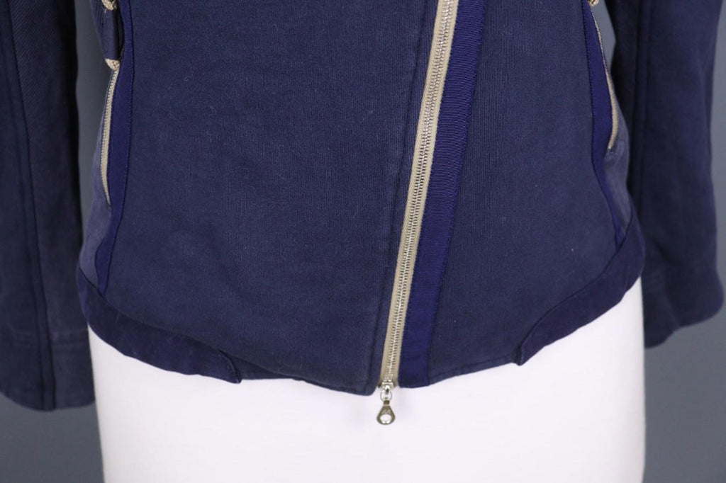 FRAUENSCHUH Blue 100%Cotton Mock Neck Long Sleeve Zipper Pockets Jacket – Size 2