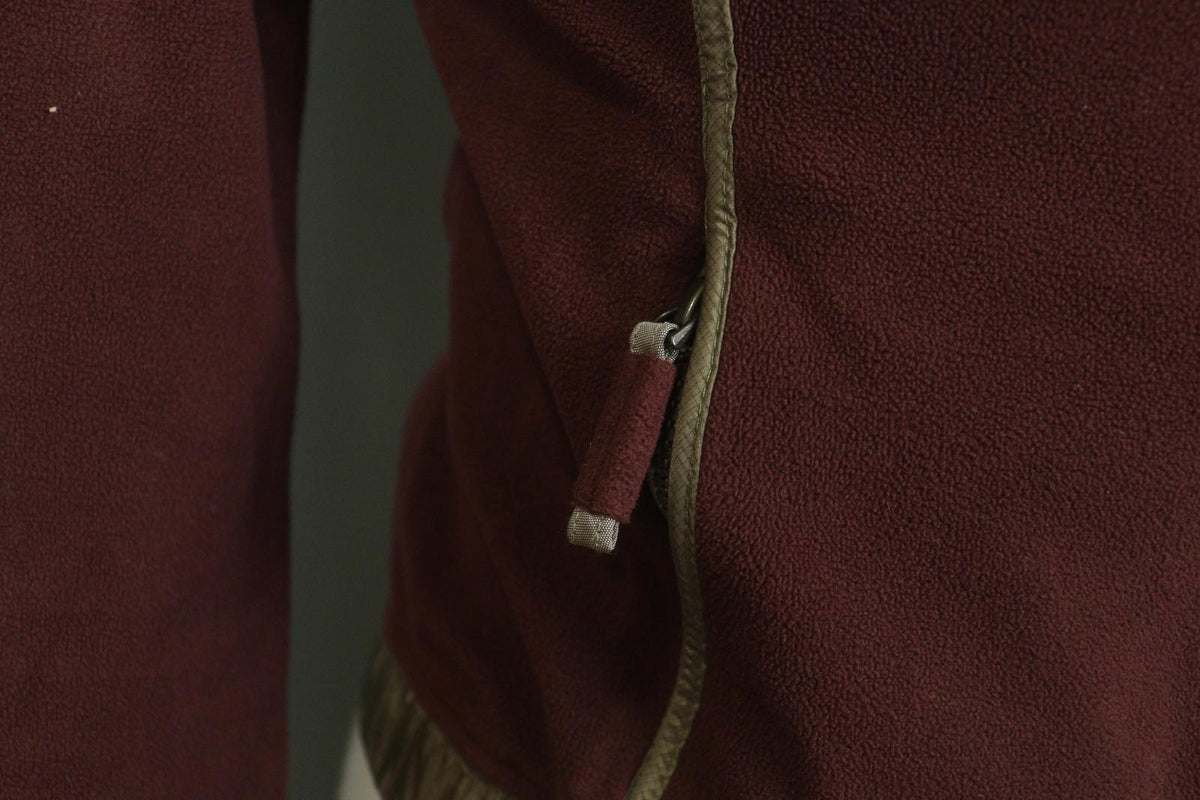 FRAUENSCHUH Burgundy V-Neck Long Sleeve Zip Pockets Button Front Fleece Jacket