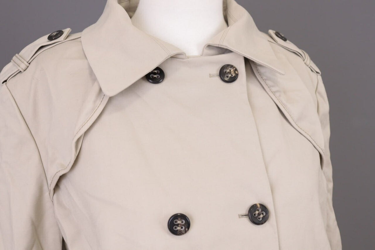Laurel Beige Double Breasted Designer Wool Cropped Coat Jacket – Size 44