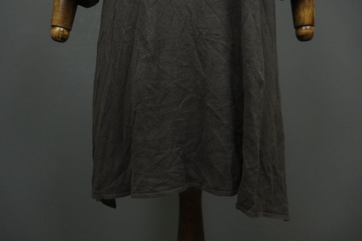 GUDRUN SJODEN Gray Linen Blend Round Neck Asymmetrical Hem Sweater Dress – Size XL
