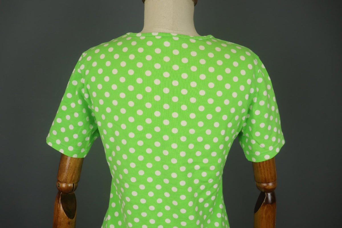 MARIMEKKO Green and White Polka Dot Short Sleeve Crew Neck Top Blouse – Size L