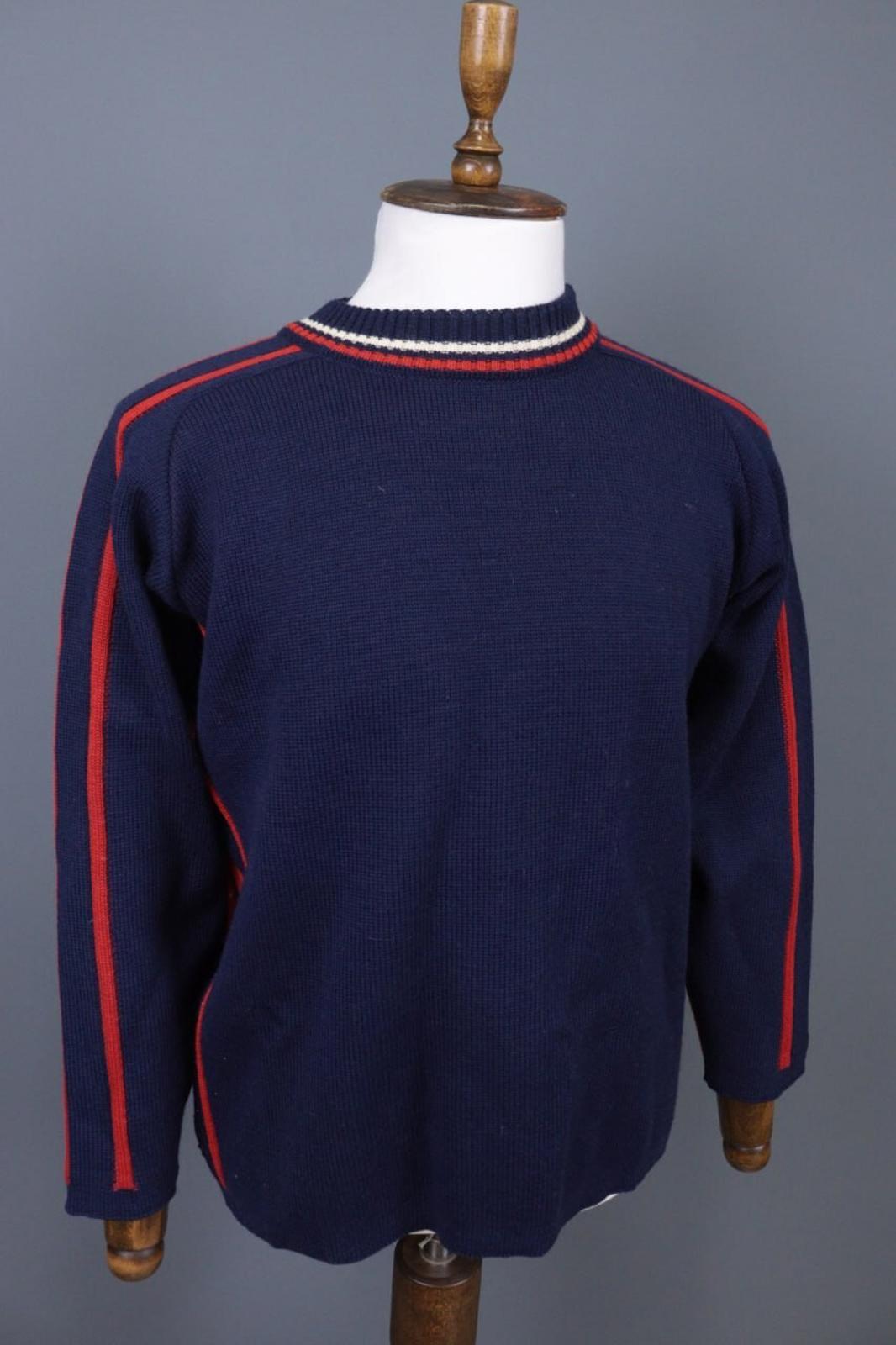 DALE OF NORWAY Blue / Red Colorblock Wool Knit Ski Sweater – Size S