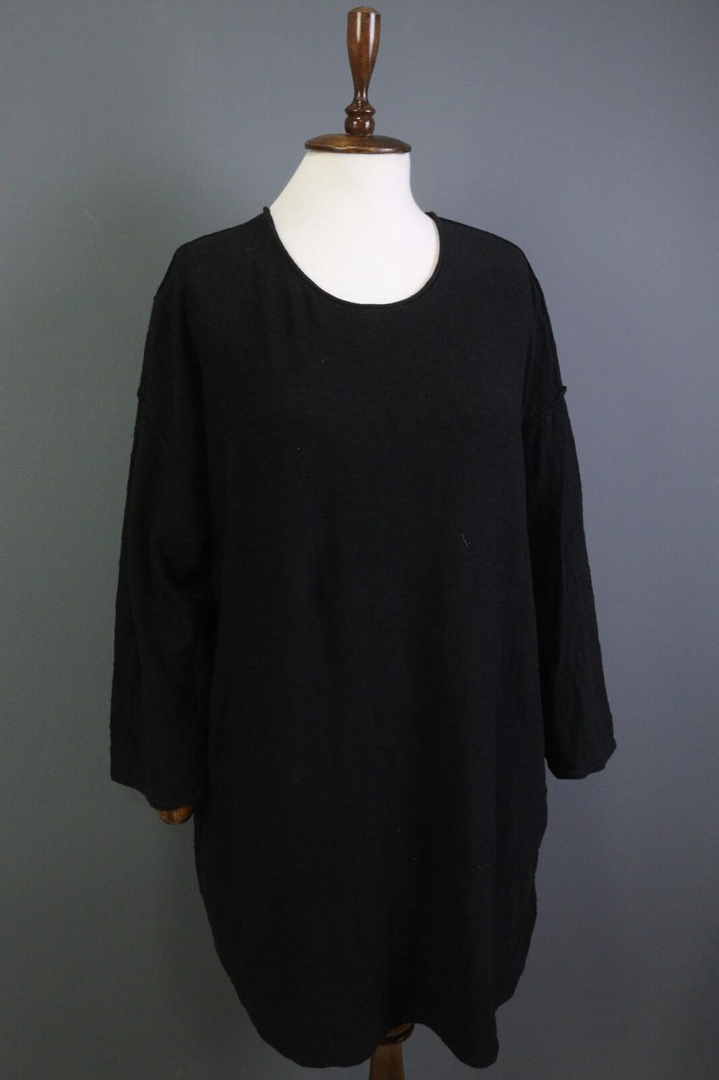 GUDRUN SJODEN Black Long Sleeve Oversized Lagenlook Shirt Dress – Size M