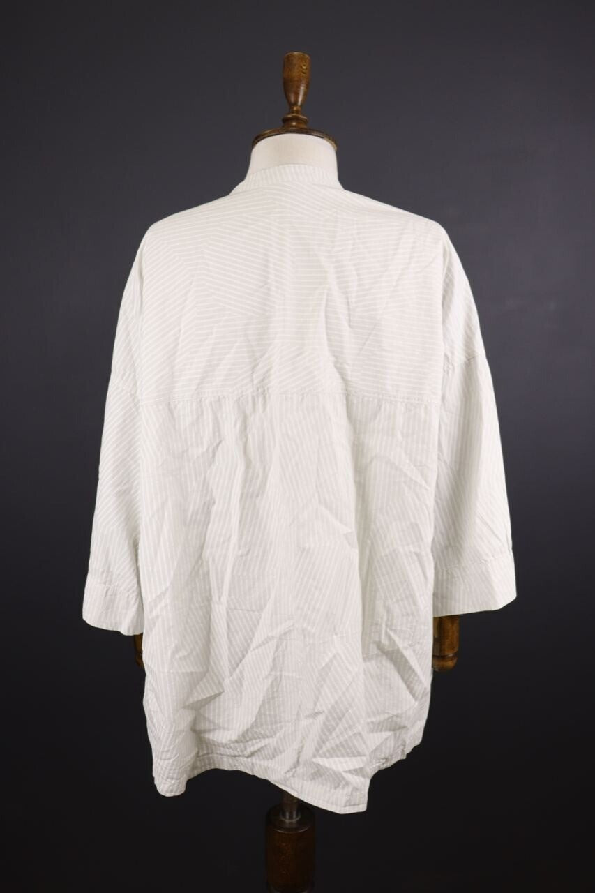 Oska White Relaxed Stripe Long Sleeve Tunic Shirt Dress Short – Size 4