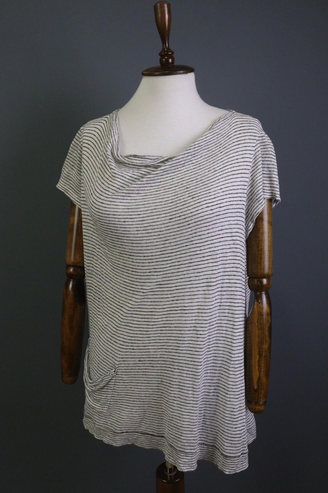 TRANSIT PAR SUCH Black and White Linen Short Sleeve Pocket Top Blouse – Size 4 – Used