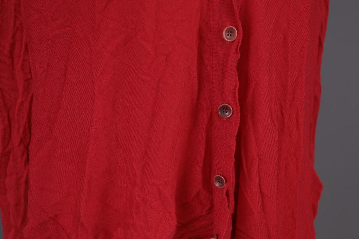 OSKA Red Knit Drape Long Sleeve Button Cardigan Sweater – Size 3