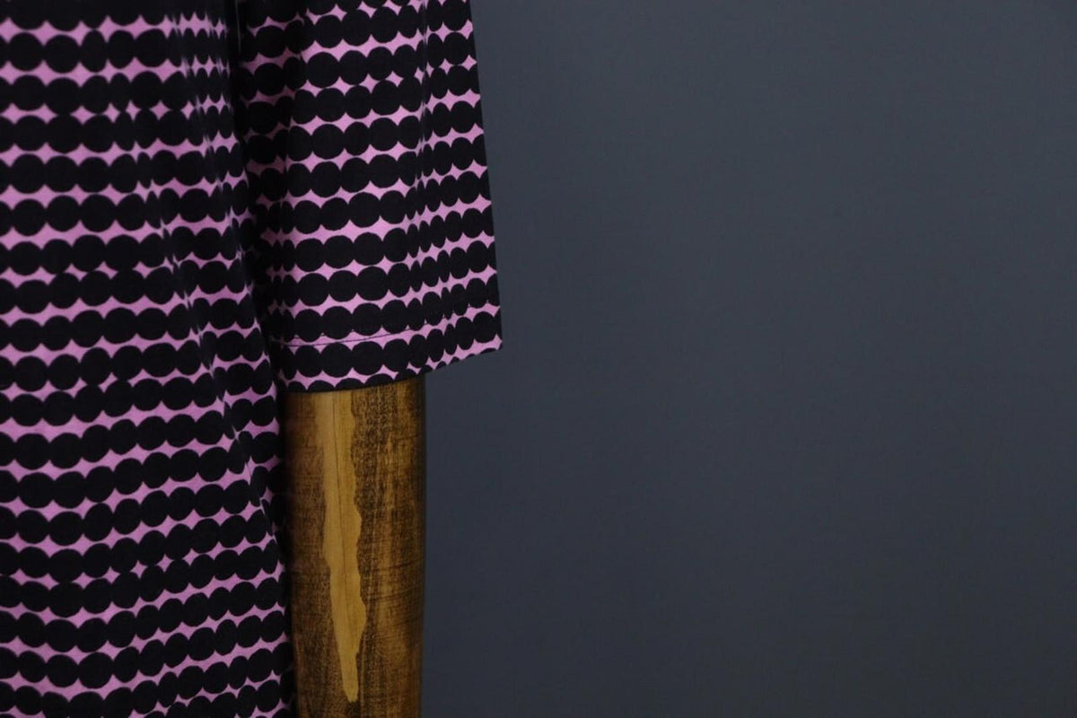 MARIMEKKO ADD PERETTA PIKKU RASYMATTO Purple Polka Dot Cotton Shift Dress Sz XS