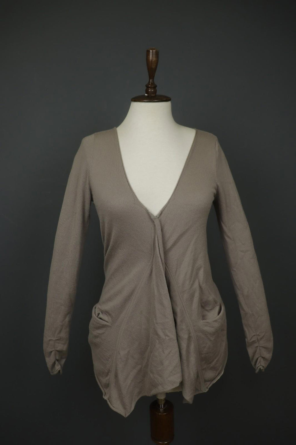 MARITHE FRANCOIS GIRBAUD Gray Cashmere Knit Button Front Cardigan Sweater Sz 38
