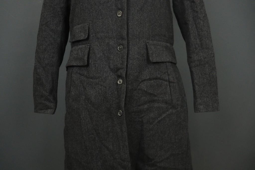 ANNETTE GOERTZ Gray Herringbone Wool Long Sleeve Button Front Long Coat – Size 38