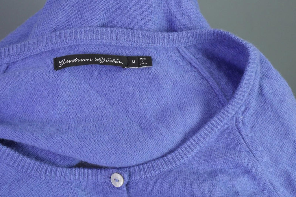 GUDRUN SJODEN Blue Cashmere Knit Cardigan Sweater – Size M