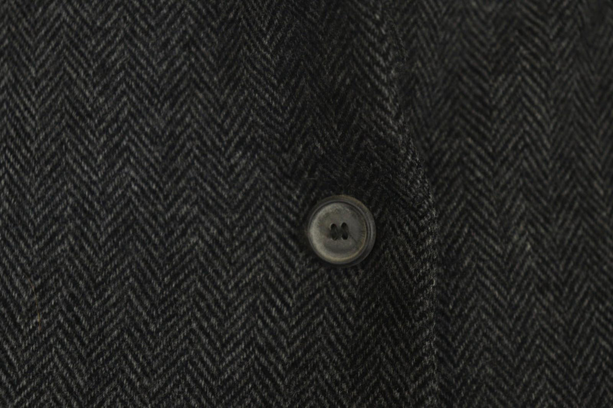 ANNETTE GOERTZ Gray Herringbone Wool Long Sleeve Button Front Long Coat – Size 38