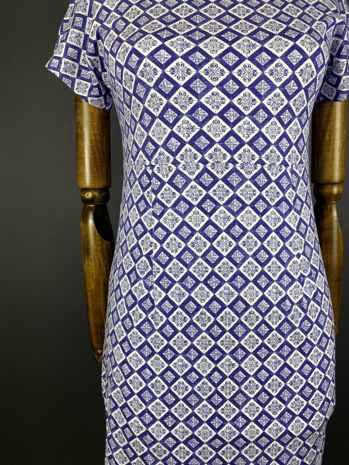 Weekend Max Mara Blue Desiner Short Sleeve A-Line Midi Dress – Size 40