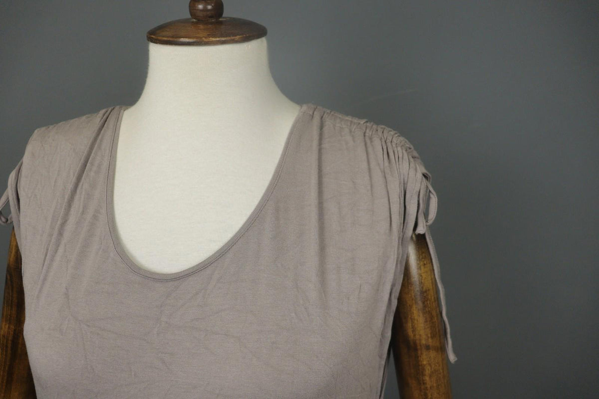GUDRUN SJODEN Gray Viscose Blend Scoop Neck Shoulder Tie Babydoll Dress – Size M