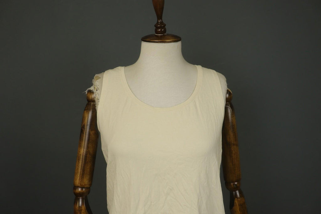 GUDRUN SJODEN White Organic Cotton Wide Straps Round Neck Pullover Tank Top Sz L