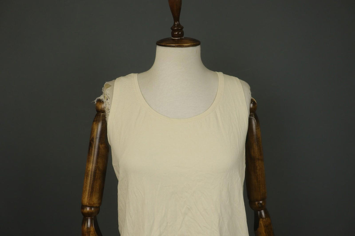 GUDRUN SJODEN White Organic Cotton Wide Straps Round Neck Pullover Tank Top Sz L