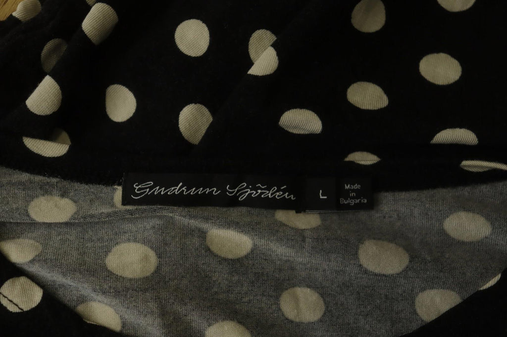 GUDRUN SJODEN White Black Polka Dot Modal Long Sleeve Pullover Blouse Top – Size L