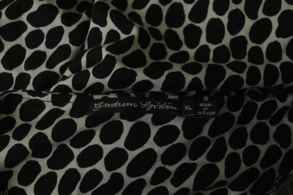 GUDRUN SJODEN Black & White Cotton Long Sleeve Round Neck Blouse Top – Size XL