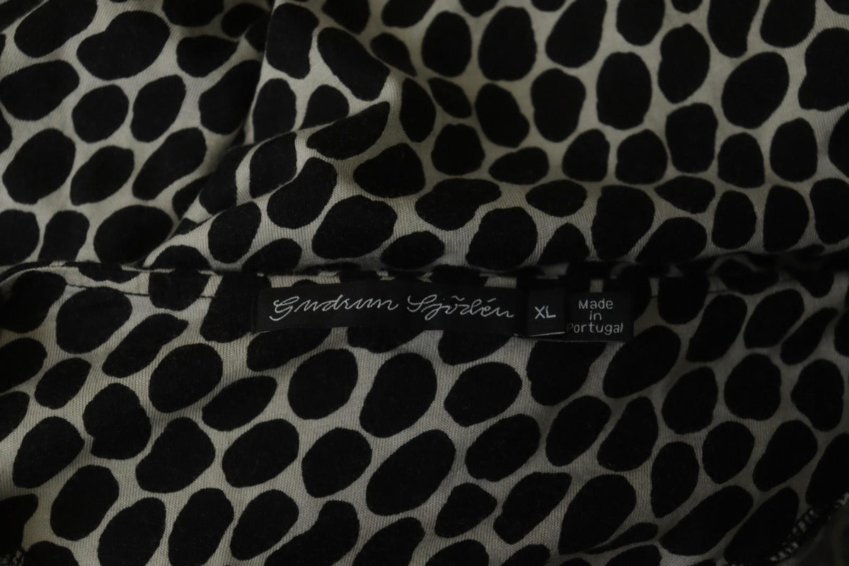 GUDRUN SJODEN Black & White Cotton Long Sleeve Round Neck Blouse Top – Size XL