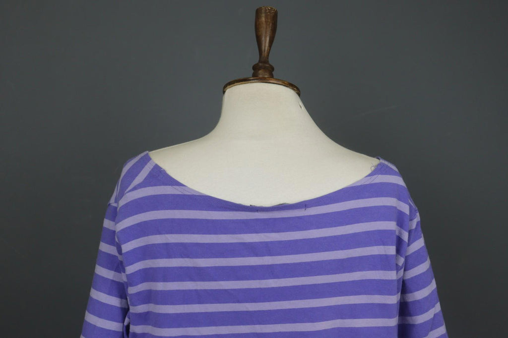 GUDRUN SJODEN Multi Stripe Cotton Long Sleeve Round Neck Pullover Tunic Top Sz L