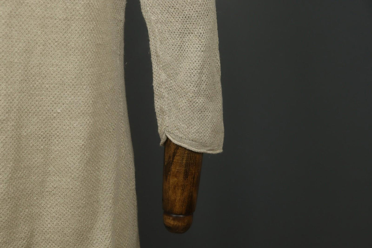 GUDRUN SJODEN Tan 100% Linen Long Sleeve Round Neck Pullover Shift Dress – Size S