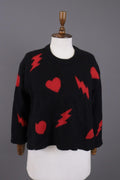 ZADIG & VOLTAIRE MARCUS BIS Black Printed Cashmere Knit Sweater – Size M