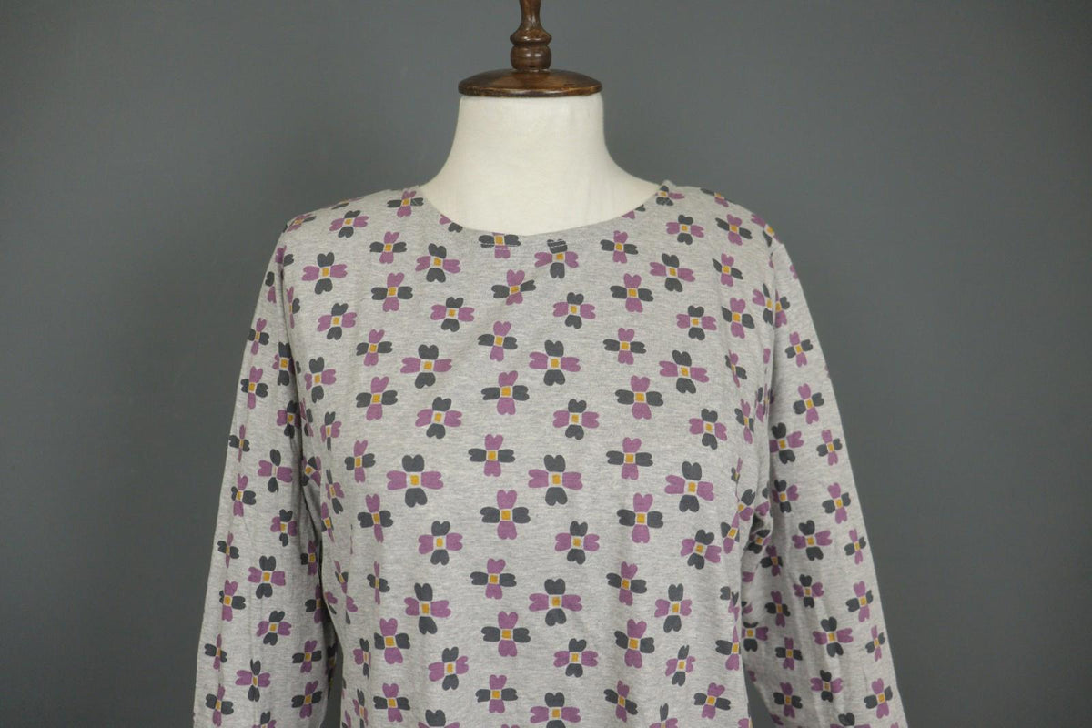 GUDRUN SJODEN Multi Floral 100% Cotton Round Neck Long Sleeve Blouse Top – Size M