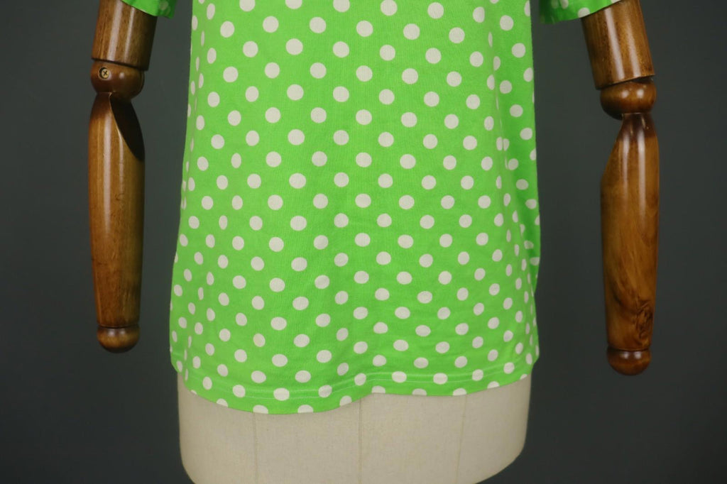 MARIMEKKO Green and White Polka Dot Short Sleeve Crew Neck Top Blouse – Size L