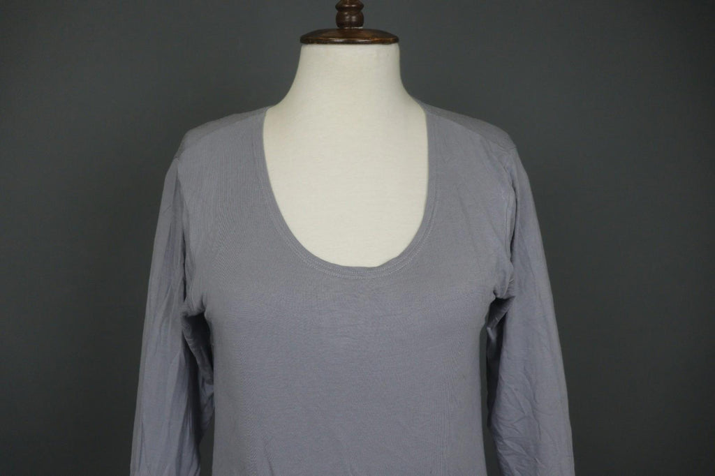 GUDRUN SJODEN Gray Modal Scoop Neck Long Sleeve Pullover Blouse Top – Size M