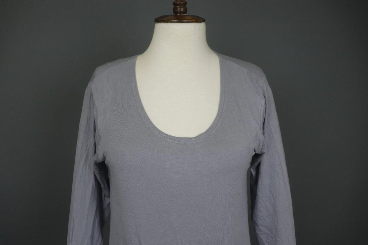 GUDRUN SJODEN Gray Modal Scoop Neck Long Sleeve Pullover Blouse Top – Size M