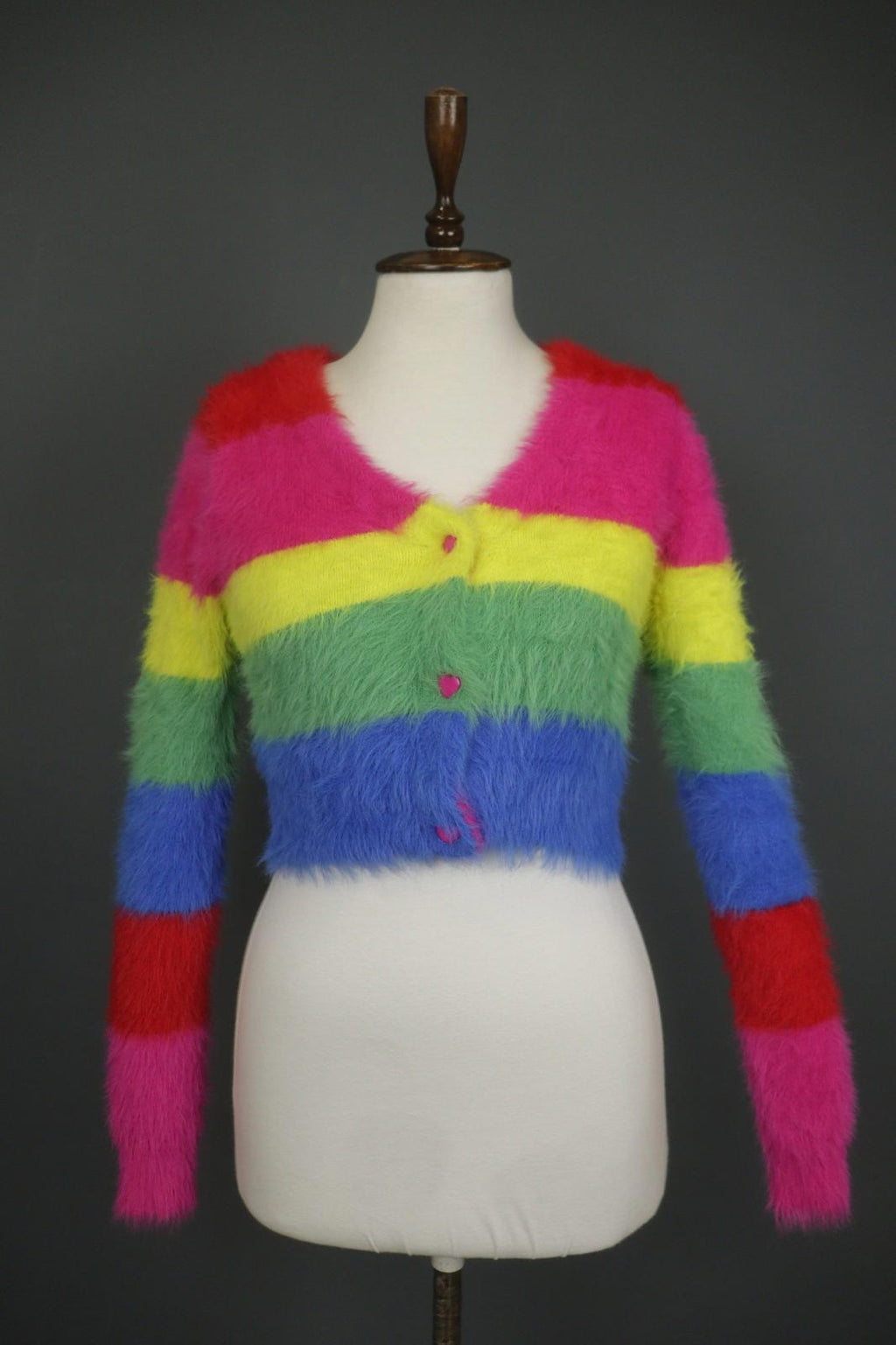 Elder Statesman Colorful 100% Cashmere V-Neck Button Front Cardigan Sweater Sz S