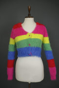 Elder Statesman Colorful 100% Cashmere V-Neck Button Front Cardigan Sweater Sz S