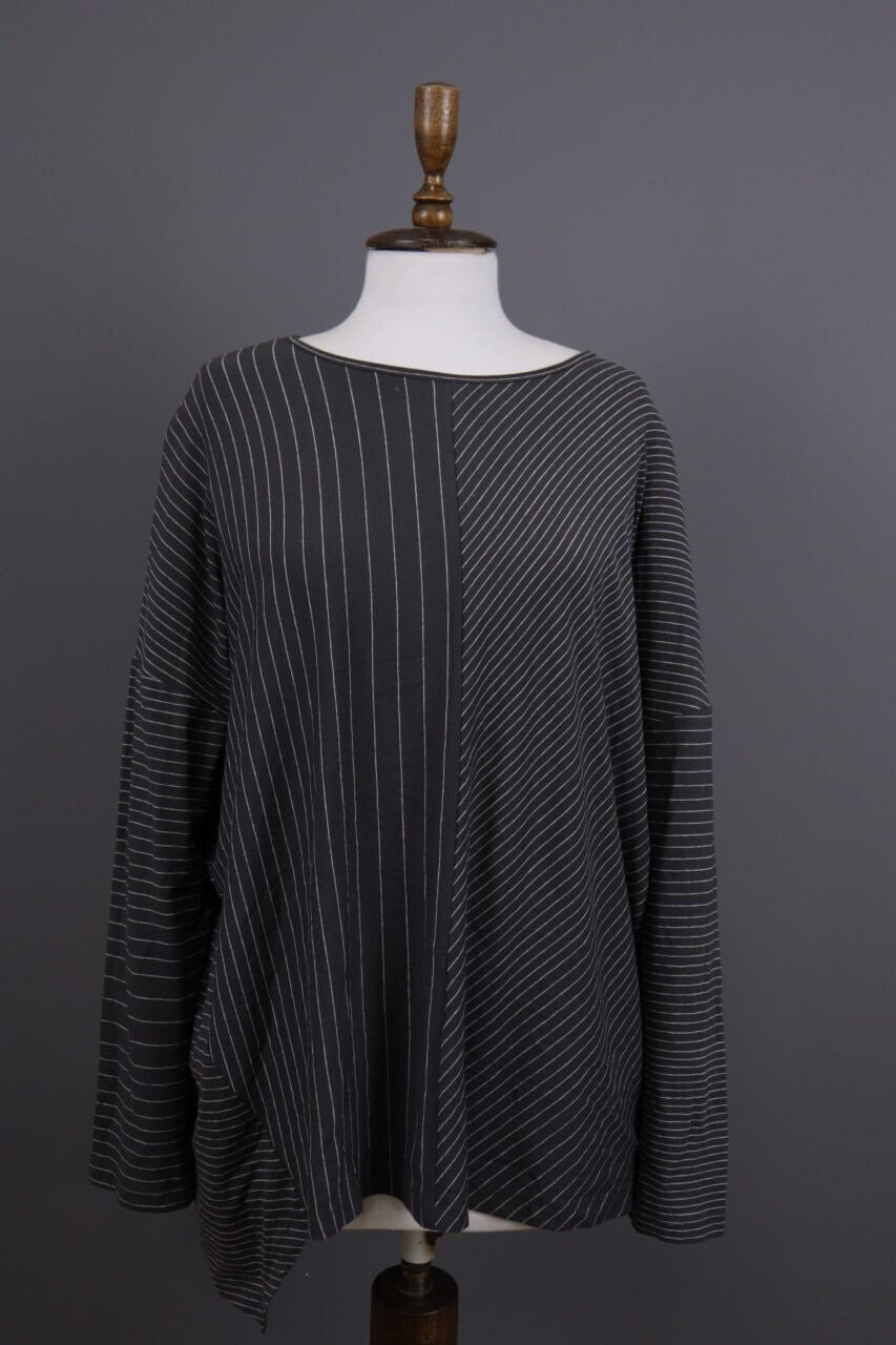 Oska Brown Striped Relaxed Lagenlook Tunic Dress – Size 2
