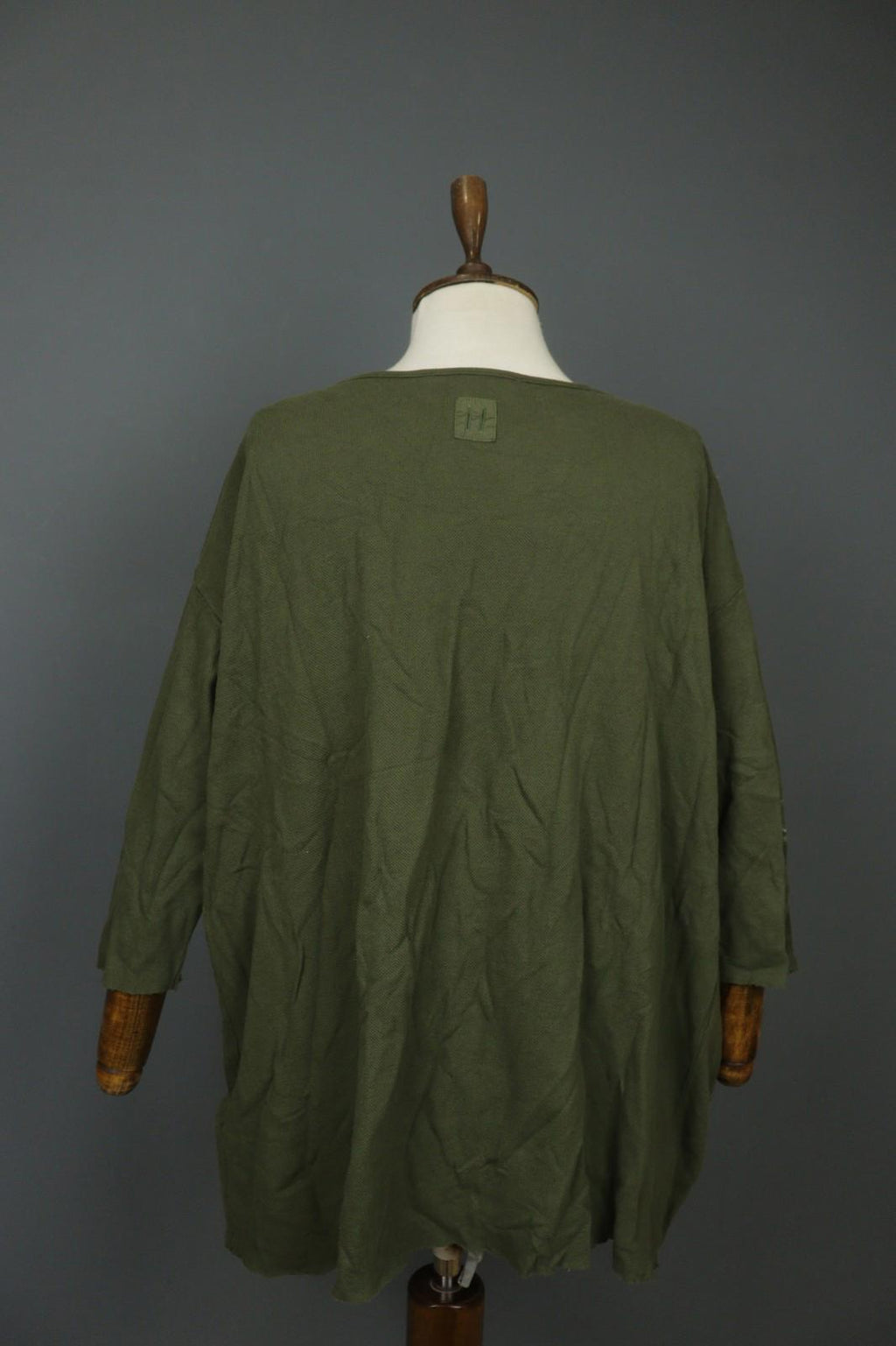 HANNES ROETHER Green Cotton Long Sleeve Round Neck Pullover Tunic Top M/L