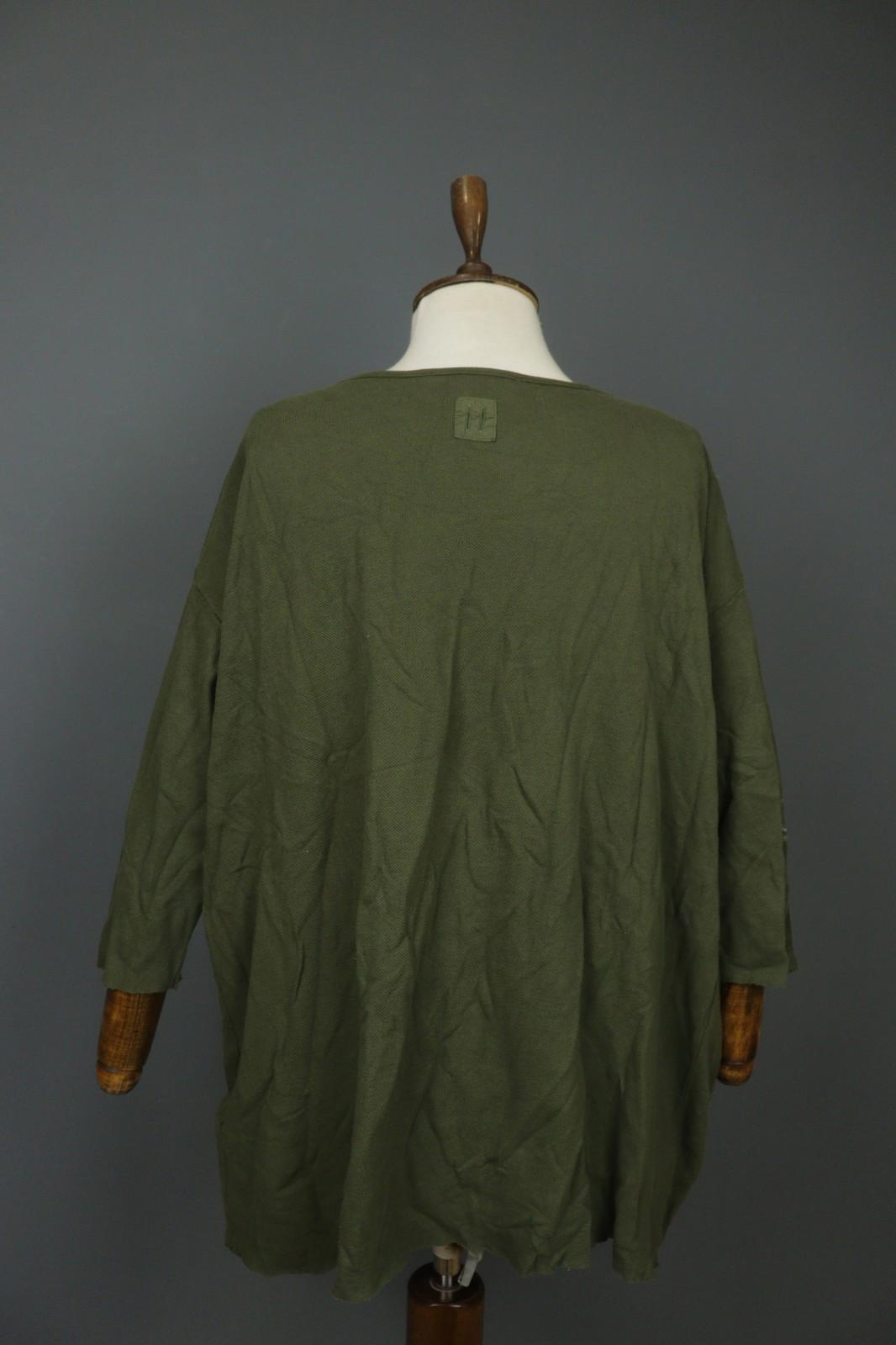 HANNES ROETHER Green Cotton Long Sleeve Round Neck Pullover Tunic Top M/L