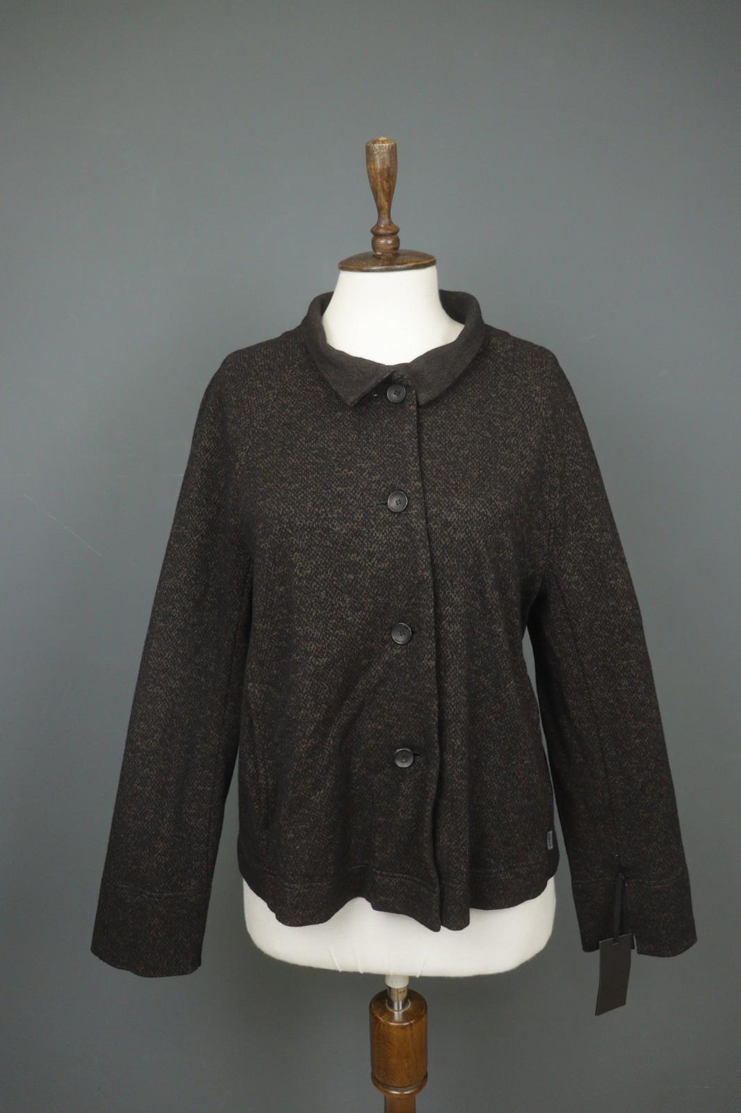 OSKA Brown Virgin Wool Long Sleeve Collared Button Front Knit Jacket – Size 2
