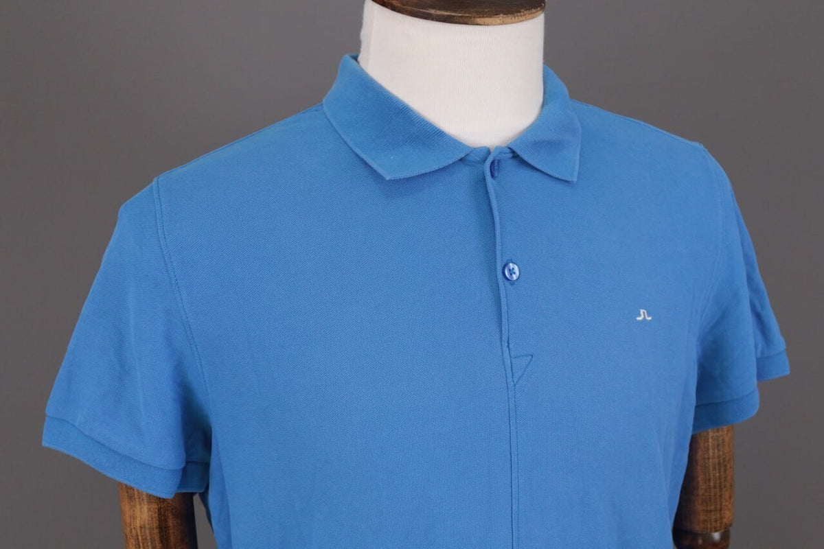 J.Lindeberg Slim Fit Blue Sport Golf Short Sleeve Polo Shirt – Size L
