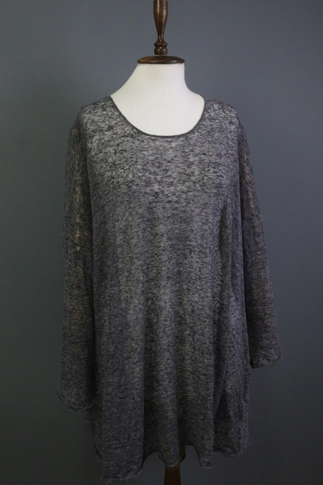 RUNDHOLZ Gray Sheer Lagenlook Relaxed Long Sleeve Blouse Tunic Dress