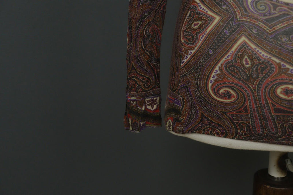 ETRO Milano Multicolor Paisley Classic Long Sleeve V-Neck Mini Dress – Size 42